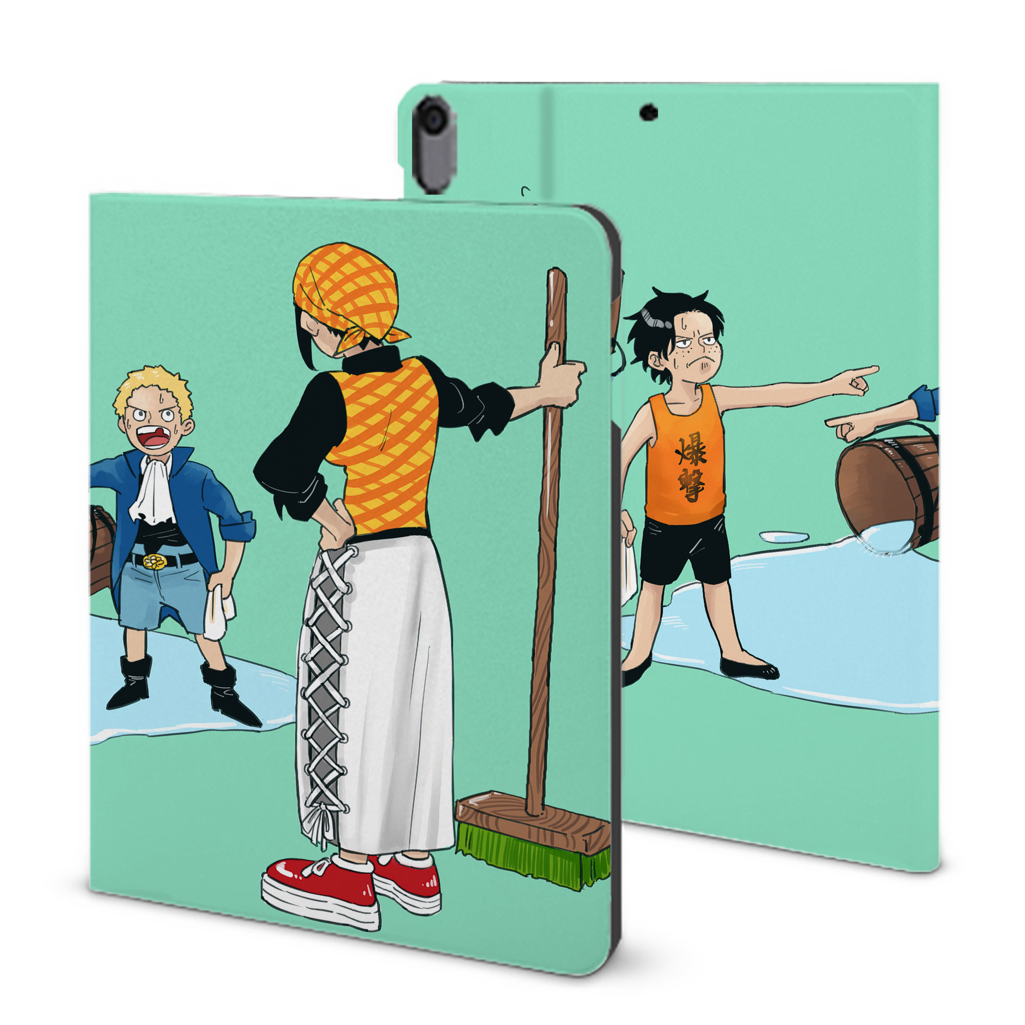 ワンピース ONE PIECE IPad ケース ブック型 PUレザー TPU 耐衝撃 軽量 薄型 ペン収納なし 全面保護 IPad 各モデル対応